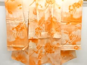 アンティーク　錦紗熊手に吹き寄せ模様長襦袢（刺繍衿付）